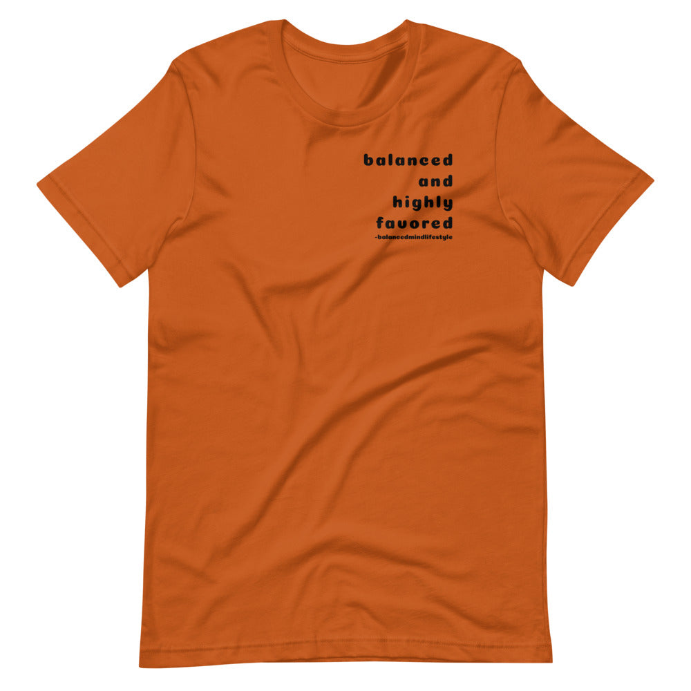 balanced and highly favored signature tee